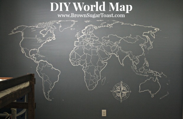 DIY World  Map  Wall  Art  Brown Sugar Toast